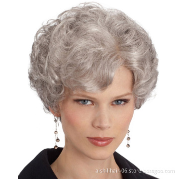 Best-selling wigs body wave hair women short silver gray wigs